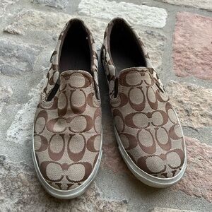 Coach Brown/Tan Signature Slip-On Sneakers